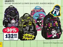 Noriel Graffiti rucsac organizat cu spate din plasă Ofertă