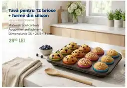 Carrefour Tavă pentru 12 brioșe + forme din silicon Ofertă
