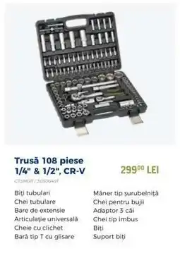 Carrefour Trusă 108 PIESE 1/4”&1/2” CR-V Ofertă