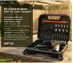 Carrefour Kit mașină de găurit ACM 12V Li-Ion + accesorii Ofertă