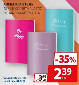 Auchan Auchan caiete A5 Ofertă