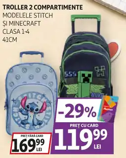 Auchan Troller 2 compartimente modelele stitch și minecraft Ofertă