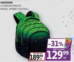 Auchan Ghiozdan 3 compartimente model ombre football Ofertă