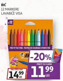 Auchan Bic 12 markere lavabile visa Ofertă