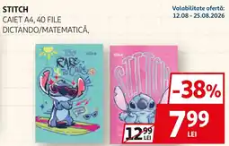 Auchan Stitch caiet a4, 40 file dictando/matematică Ofertă