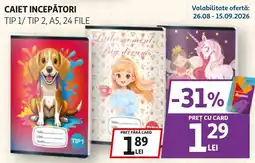 Auchan Caiet incepatori Ofertă
