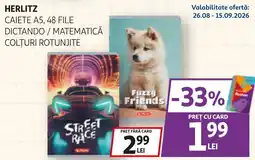 Auchan Herlitz caiete a5 48 file dictando matematica colturi rotunjite Ofertă