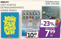 Auchan Herlitz caiet a4 80 file dictando/matică, diverse modele Ofertă