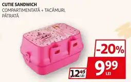 Auchan Cutie sandwich compartimentată + tacâmuri, pătrată Ofertă