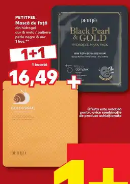 Kaufland Petitfee mască de față din hidrogel aur & melc / pulbere perle negre & aur Ofertă