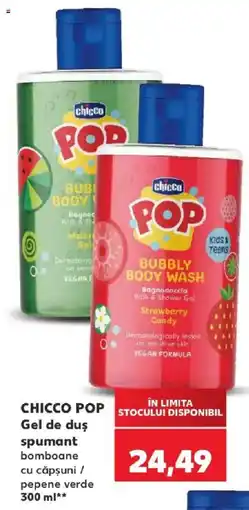 Kaufland Chicco Pop Gel de duș spumant bomboane cu căpșuni / pepene verde Ofertă
