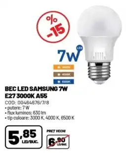 Ambient Bec led samsung 7w e27 3000k a55 Ofertă