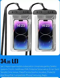 Emag Set 2 Husa Impermeabila subacvatica Universala pentru Telefon Ofertă