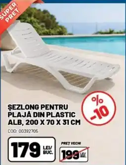 Ambient Sezlong pentru plajă din plastic alb Ofertă