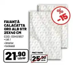 Ambient Faiantă Calacatta Oro Alb Str Ofertă