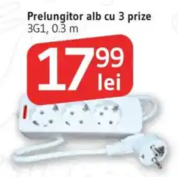 Supeco Prelungitor alb cu 3 prize Ofertă