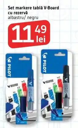 Supeco Pilot set markere tablă V-Board cu rezervă albastru/negru Ofertă