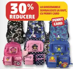 Penny La ghiozdalele semnalizate la raft, cu penny card Ofertă