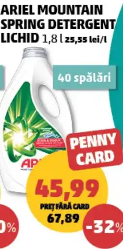 Penny Ariel mountain spring detergent lichid Ofertă