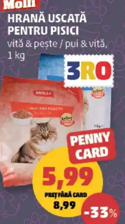 Penny Molli hrană uscată pentru pisici vită & pește / pui & vită Ofertă