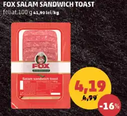 Penny Fox salam sandwich toast Ofertă