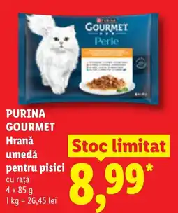 Lidl Purina gourmet hrană umedă pentru pisici cu rață Ofertă