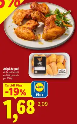Lidl Lidl Aripi de pui de la pui hrăniți cu 70% porumb Ofertă