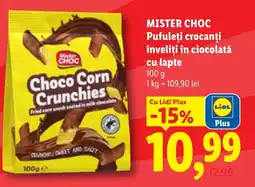 Lidl Mister Choc pufuleți crocanți înveliți în ciocolată cu lapte Ofertă