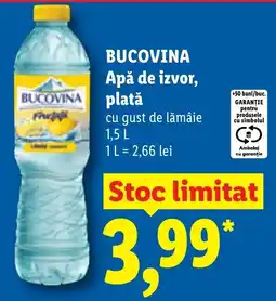 Lidl Bucovina apă de izvor plată cu gust de lămâie Ofertă