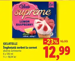 Lidl Gelatelli înghețată sorbet la cornet Ofertă