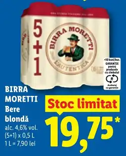 Lidl Birra Moretti Bere blondă Ofertă