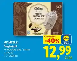 Lidl Gelatelli înghețată cu ciocolată albă / praline Ofertă