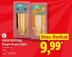 Lidl Food Festival Burger de pui / porc Ofertă