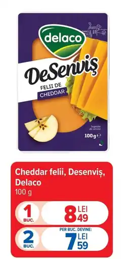 Carrefour Delaco cheddar felii Ofertă