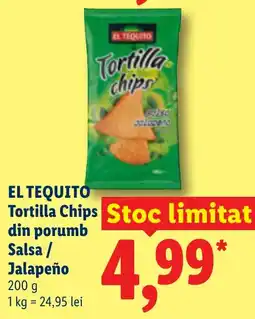 Lidl El tequito tortilla chips din porumb salsa jalapeño Ofertă