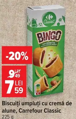 Carrefour Bingo biscuiti umpluti cu cremă de alune Ofertă