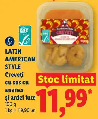 Latin american style crevete cu sos cu ananas si ardei iute
