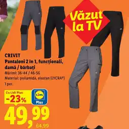Lidl Crivit pantaloni 2 în 1, funcționali, damă / bărbați Ofertă