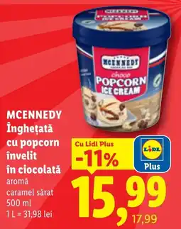 Lidl Mcennedy înghețată cu popcorn învelit în ciocolată aromă caramel sărat Ofertă