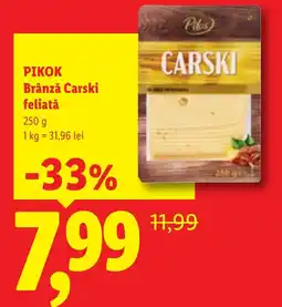 Lidl Pikok brânză carski feliată Ofertă