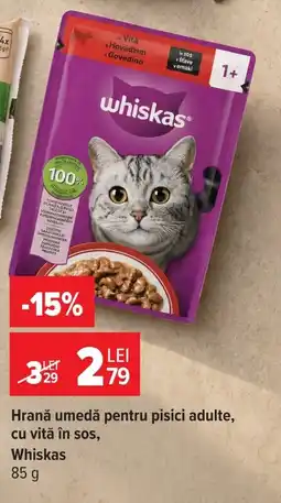 Carrefour Market Whiskas hrană umedă pentru pisici adulte cu vită în sos Ofertă