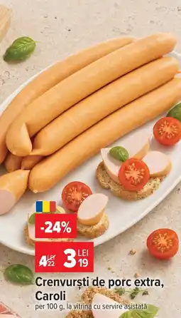 Carrefour Market Crenvurști de porc extra, Caroli Ofertă