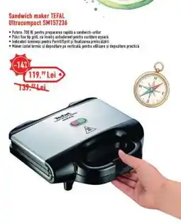 Carrefour Sandwich maker TEFAL Ultracompact SM157236 Ofertă