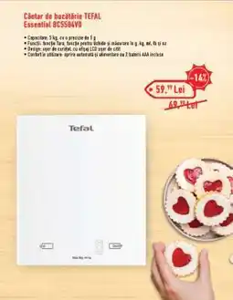 Carrefour Cântar de bucătărie TEFAL Essential BC5504VO Ofertă