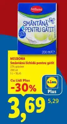 Lidl MILBONA Smântână lichidă pentru gătit Ofertă