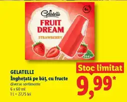 Lidl GELATELLI Înghețată pe băț, cu fructe Ofertă
