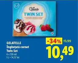 Lidl GELATELLI Înghețată cornet Twin Set Ofertă
