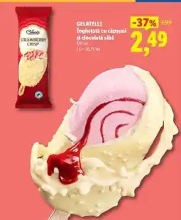 Lidl GELATELLI Înghețată cu căpșuni și ciocolată albă Ofertă