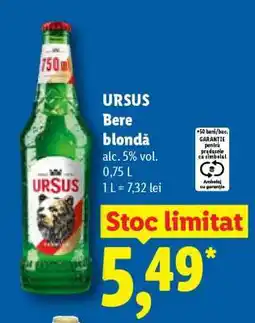 Lidl URSUS Bere blondă Ofertă