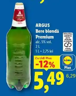 Lidl ARGUS Bere blondă premium Ofertă